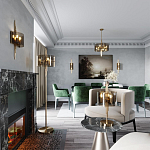 Бра с изогнутым плафоном на бронзовом основании с вертикальным декором из металлических трубок Sohne варинант исполнения - 2 | Loft Concept в Саратове