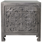 Деревянная тумба с резными ящиком и дверцей Azure Grey Wooden Nightstand варинант исполнения - 1 | Loft Concept в Саратове