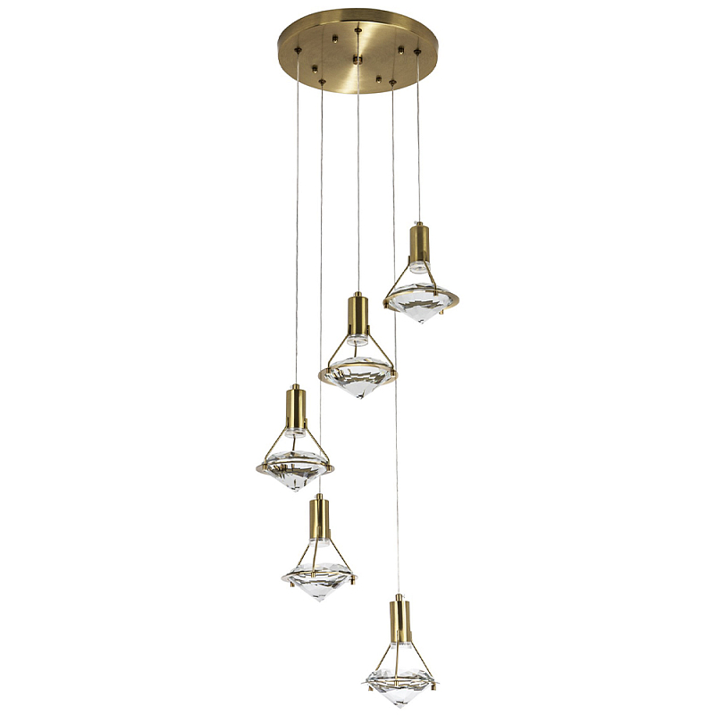 Каскадная люстра с плафонами в форме бриллианта Diamond Crystal Cascade Chandelier Латунь Прозрачный Каскадная люстра с плафонами в форме бриллианта Diamond Crystal Cascade Chandelier Латунь Прозрачный в Саратове | Loft Concept
