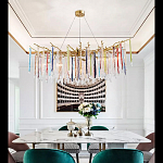 Люстра на подвесе с каркасом из металла и цветными подвесками из стекла Droplet Chandelier варинант исполнения - 4 | Loft Concept в Саратове