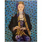 Панно ручная вышивка бисером Портрет девушки в голубых тонах варинант исполнения - 1 | Loft Concept в Саратове