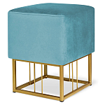 Пуф квадратный голубой велюр на золотом металлическом основании Celeste Blue варинант исполнения - 1 | Loft Concept в Саратове