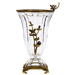Ваза из прозрачного стекла с бронзовой вставкой в виде цветущей ветви Eden Garden porcelain and bronze варинант исполнения - 1 | Loft Concept в Саратове