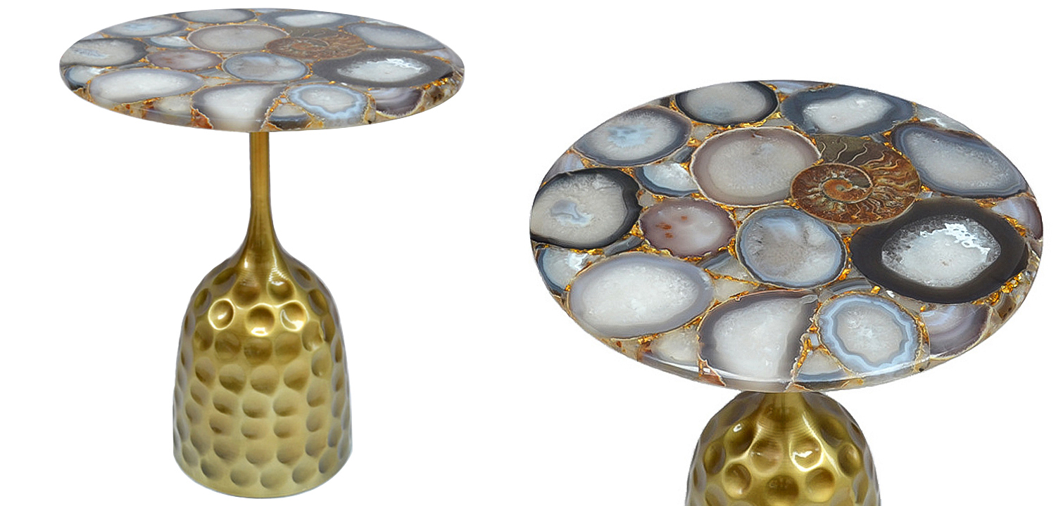 Приставной стол Cluster Surface Beige Agate Side Table Приставной стол Cluster Surface Beige Agate Side Table - Loft-Concept в Саратове