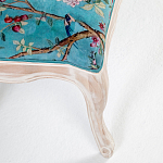 Банкетка из массива бука с цветочным принтом Turquoise Beige Chinoiserie Garden Banquette варинант исполнения - 3 | Loft Concept в Саратове