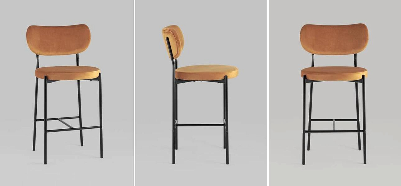 Барный Стул Alfie Chair Черные ножки Терракотовый Велюр Барный Стул Alfie Chair Черные ножки Терракотовый Велюр - Loft-Concept в Саратове