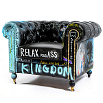 Кресло "Баския и Уорхол" Basquiat Warhol graffiti chair натуральная кожа варинант исполнения - 10 | Loft Concept в Саратове