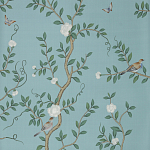 Обои ручная роспись Gustavian Garden Special Colourway on Duck Egg dyed silk варинант исполнения - 2 | Loft Concept в Саратове
