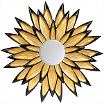 Зеркало-солнце в раме золотого и черного цвета Rays of Peace варинант исполнения - 1 | Loft Concept в Саратове