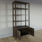 Стеллаж со стеклянными полками Elsa Dreams Walnut варинант исполнения - 3 | Loft Concept в Саратове