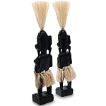 Комплект из 2-х деревянных статуэток Asmat Straw Headdress Statuettes Black варинант исполнения - 2 | Loft Concept в Саратове