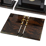 Настольный письменный набор с часами из природного камня обсидиана  Gift for Manager варинант исполнения - 3 | Loft Concept в Саратове