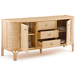 Длинный комод из ротанга с дверцами и ящиками Simone Rattan Chest of Drawers варинант исполнения - 3 | Loft Concept в Саратове