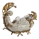 Чаша для фруктов из фарфора бронзовыми фигурками леопардов Eden Garden варинант исполнения - 2 | Loft Concept в Саратове