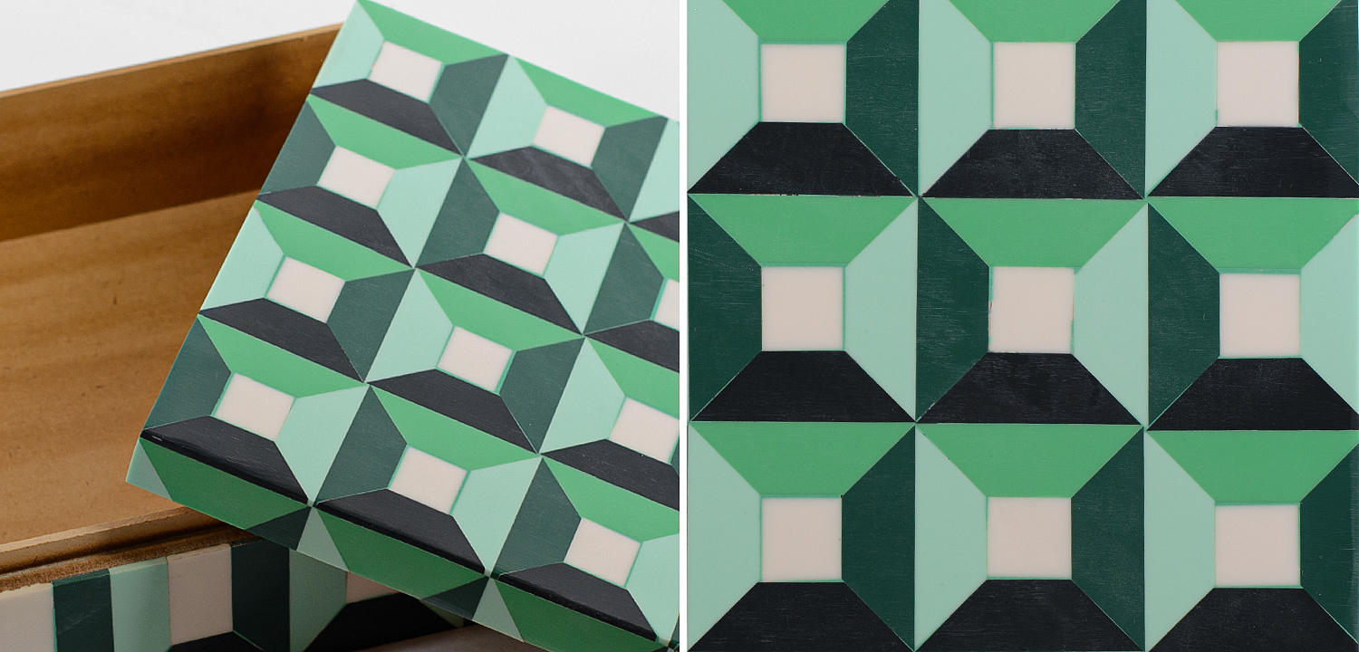 Шкатулка Squares Green Bone Inlay Box Шкатулка Squares Green Bone Inlay Box - Loft-Concept в Саратове