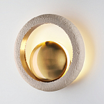 Бра с бежевым текстурным кольцом и латунным шаром в центре Tactile  варинант исполнения - 3 | Loft Concept в Саратове