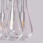 Люстра с 9-ю прозрачными плафонами из стекла в форме капли на прямоугольном потолочном основании цвета хром Lucid Rain  варинант исполнения - 8 | Loft Concept в Саратове