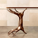 Обеденный стол с фигурным декором бронзового цвета Dichotomy racetrack варинант исполнения - 2 | Loft Concept в Саратове