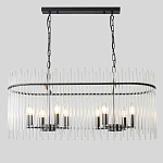 Люстра подвесная овальная со стеклянными прозрачными трубками и металлическим каркасом черного цвета Nembus варинант исполнения - 1 | Loft Concept в Саратове