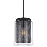 Подвесной светильник с сетчатым металлическим плафоном цилиндрической формы черный Metal Mesh варинант исполнения - 1 | Loft Concept в Саратове