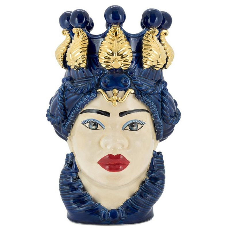Ваза Vase Moro Lady Ltd Blue Бежевый Синий Золотой в Саратове | Loft Concept 