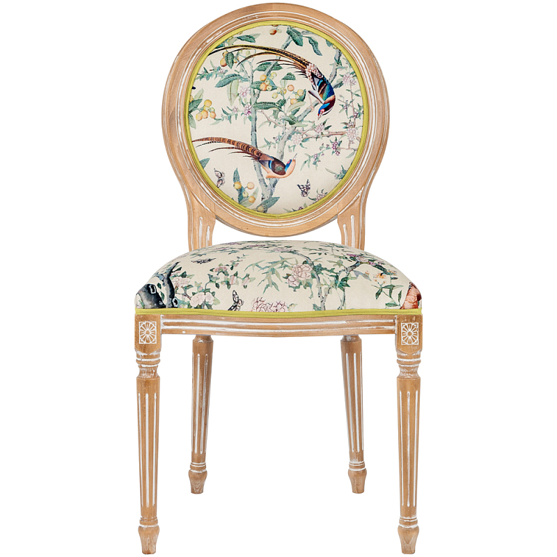 Стул из массива бука бежевый с изображением птиц и цветов Beige Green Chinoiserie Birds Garden Chair Бежевый Салатовый Мульти Стул из массива бука бежевый с изображением птиц и цветов Beige Green Chinoiserie Birds Garden Chair Бежевый Салатовый Мульти в Саратове | Loft Concept