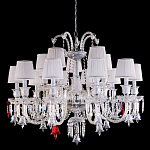 Люстра с 15-ю белыми текстильными абажурами и хрустальными подвесками Lustre Reverie варинант исполнения - 1 | Loft Concept в Саратове