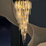 Люстра многоярусная с каркасом из металла и прозрачными подвесками FAIRYTREE Light варинант исполнения - 2 | Loft Concept в Саратове