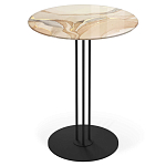 Стол журнальный круглый с бежевой столешницей из стекла Beige Marble варинант исполнения - 1 | Loft Concept в Саратове