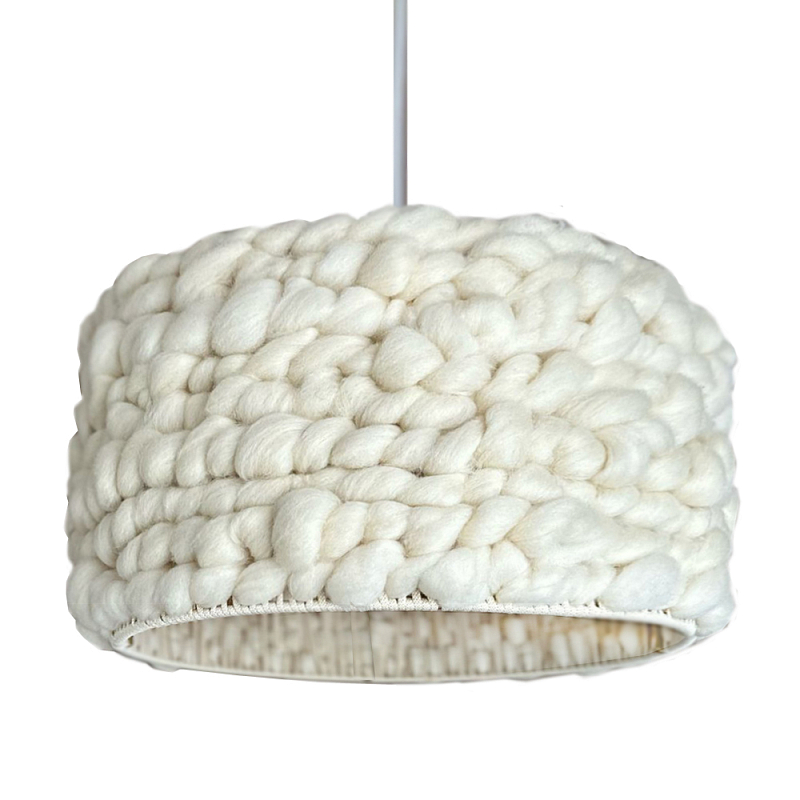 Вязаный шерстяной светильник Knitted wool lamp Cylinder Молочный Вязаный шерстяной светильник Knitted wool lamp Cylinder Молочный в Саратове | Loft Concept