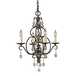 Люстра бронзового цвета с 4-мя лампами и подвесками из оптического стекла в классическом стиле Feiss варинант исполнения - 1 | Loft Concept в Саратове