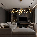 Люстра в виде золотой ветки с цветами и птичками Marvelous Garden варинант исполнения - 1 | Loft Concept в Саратове