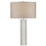 Настольная лампа мраморная с тканевым цилиндрическим абажуром Sharpened варинант исполнения - 3 | Loft Concept в Саратове