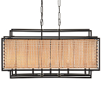 Люстра прямоугольной формы с чёрным каркасом и вставкой из плетеного материала Cage for Light варинант исполнения - 1 | Loft Concept в Саратове