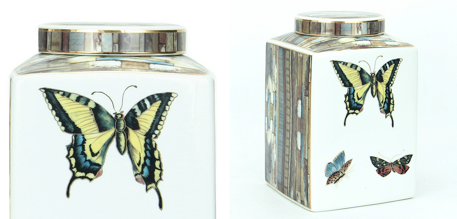 Ваза с крышкой Ceramic Flowers and Butterflies Small Vase Ваза с крышкой Ceramic Flowers and Butterflies Small Vase - Loft-Concept в Саратове