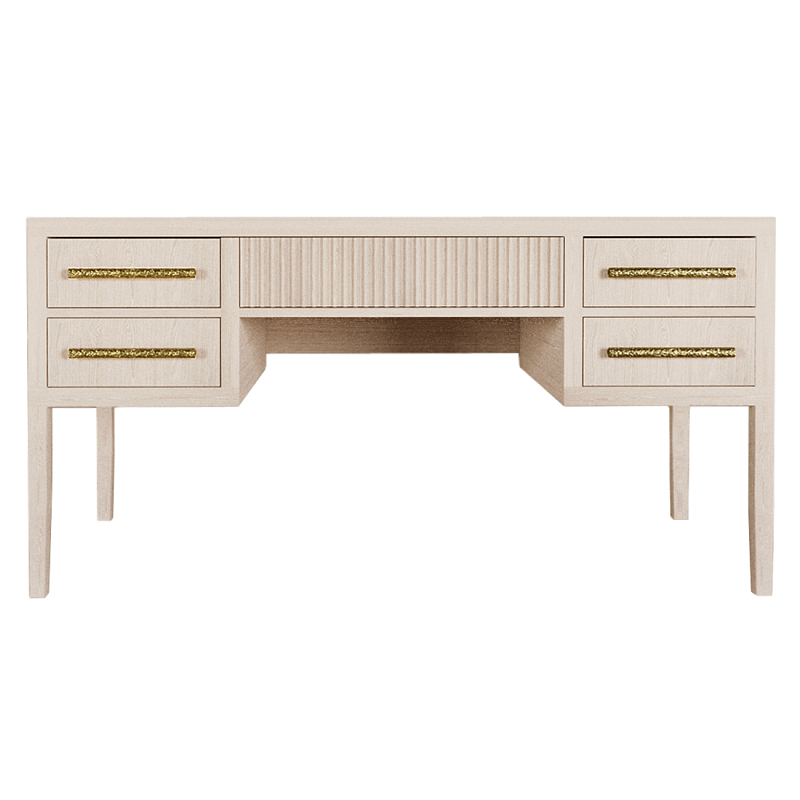 Большой Рабочий стол Primo с 5 выдвижными ящиками Светлый дуб Древесина в Саратове | Loft Concept 