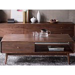 Кофейный стол из дерева с ящиком и нишей для хранения Coffee Walnut Table варинант исполнения - 1 | Loft Concept в Саратове