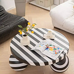 Дизайнерский журнальный стол круглый в чёрно-белую полоску Mypel варинант исполнения - 1 | Loft Concept в Саратове