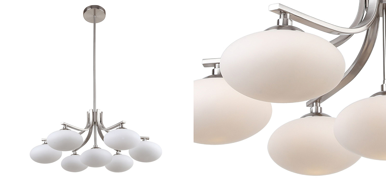 Люстра с овальными белыми плафонами Mushrooms Lamp Люстра с овальными белыми плафонами Mushrooms Lamp - Loft-Concept в Саратове