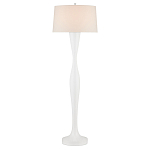 Торшер белый с тканевым абажуром на деревянном основании Graceful Silhouette варинант исполнения - 3 | Loft Concept в Саратове