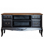 ТВ-тумба черная из массива березы с 4-мя ящиками и 2-мя полками в стиле прованс Vintage  варинант исполнения - 1 | Loft Concept в Саратове