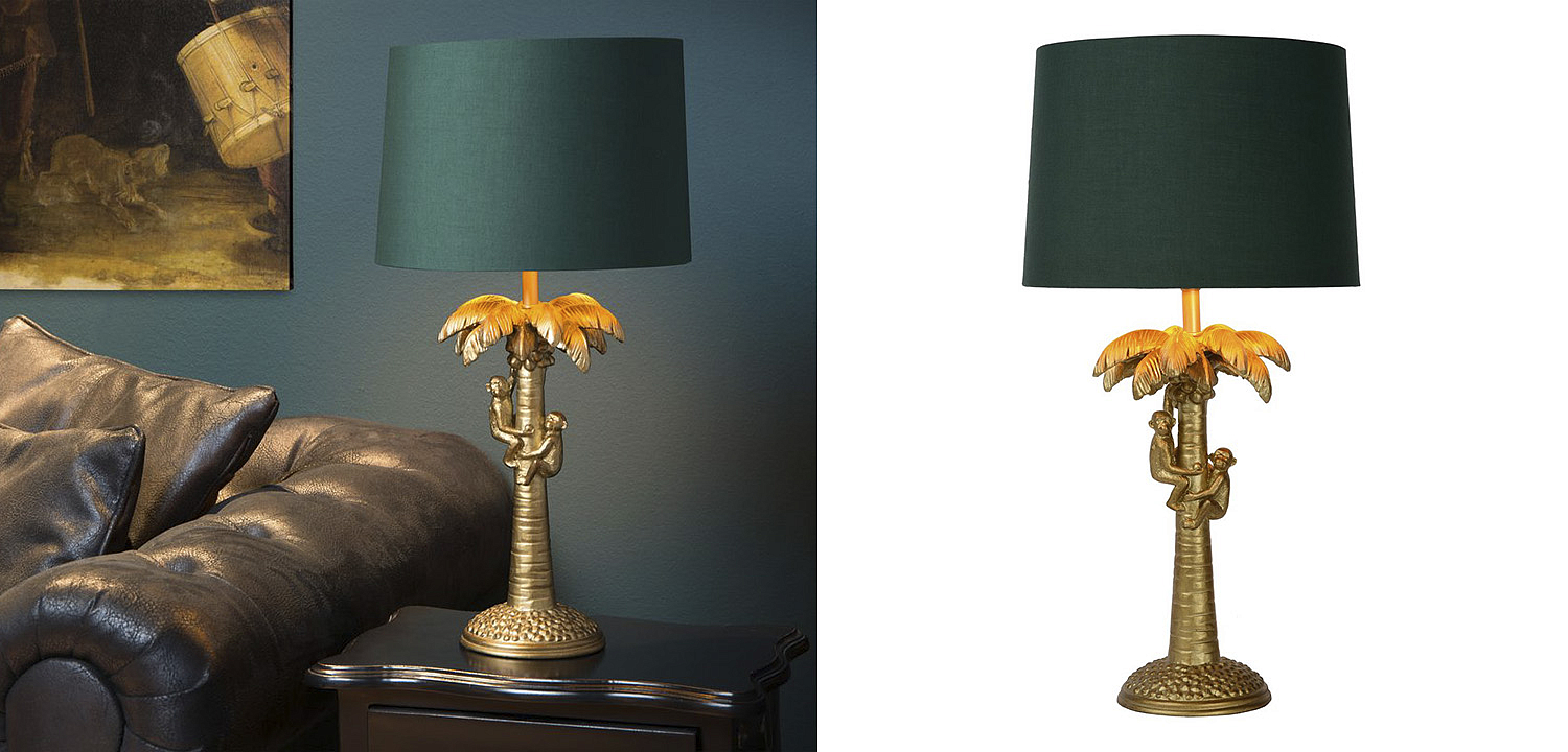 Настольная лампа Пальма Monkeys on a palm table lamp green Настольная лампа Пальма Monkeys on a palm table lamp green - Loft-Concept в Саратове