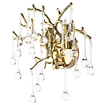 Бра в форме ветвей деревьев золотого цвета с прозрачными подвесками-каплями Droplet Bra варинант исполнения - 1 | Loft Concept в Саратове