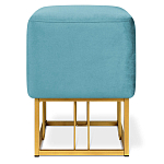 Пуф квадратный голубой велюр на золотом металлическом основании Celeste Blue варинант исполнения - 2 | Loft Concept в Саратове