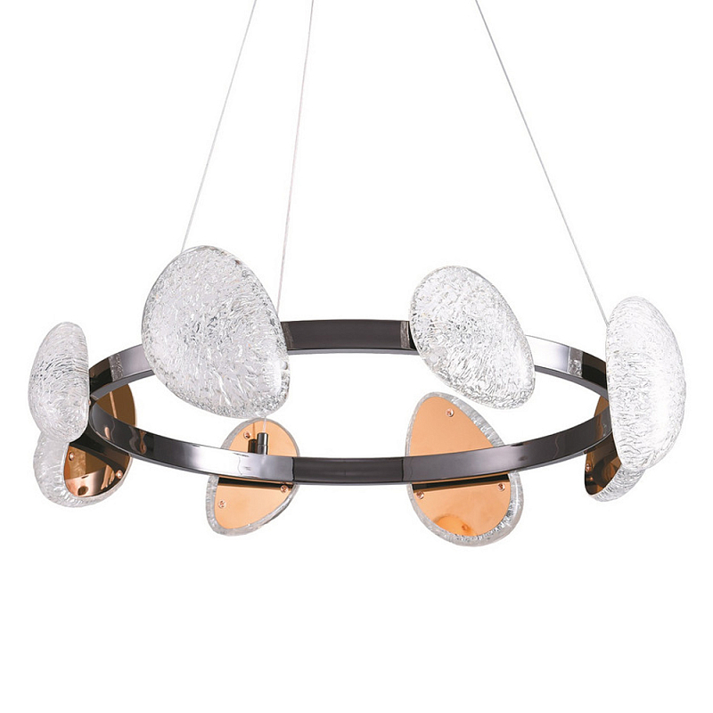 Люстра подвесная круглая с овальными плафонами Iona chandelier Черный Прозрачный Люстра подвесная круглая с овальными плафонами Iona chandelier Черный Прозрачный в Саратове | Loft Concept