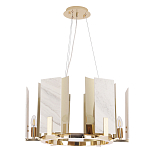 Люстра подвесная круглая с мраморными прямоугольными вставками и золотым основанием Диаметр 55 см Marble square Chandelier варинант исполнения - 2 | Loft Concept в Саратове