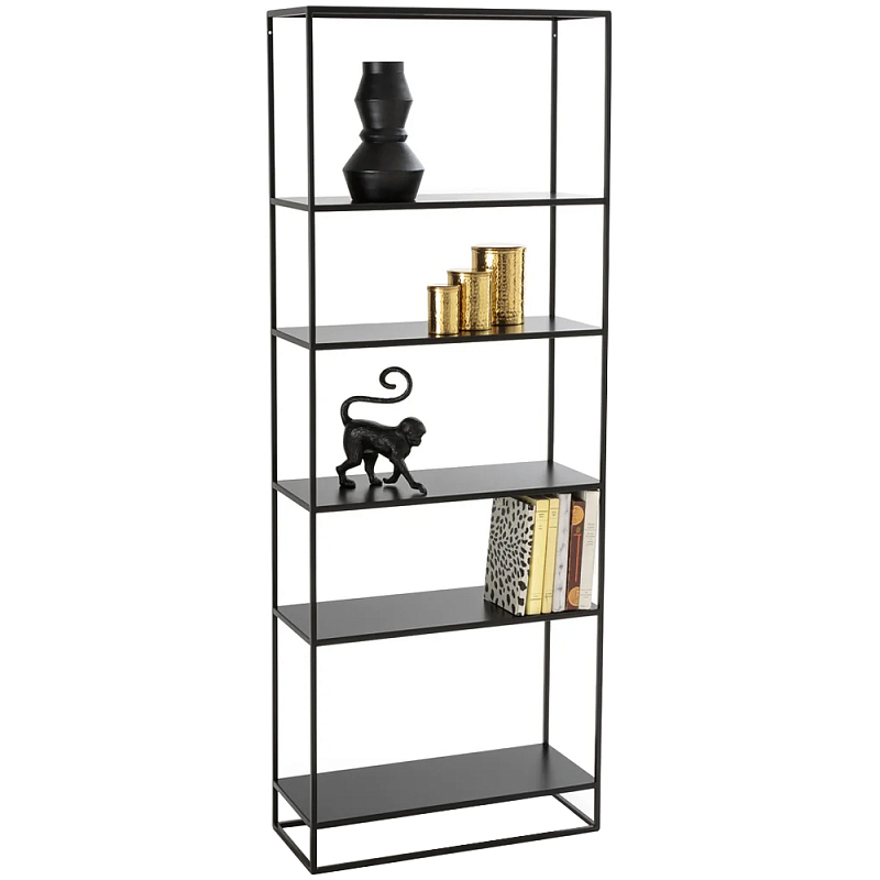 Металлический стеллаж Menzie Black Wide Metal Rack Черный Металлический стеллаж Menzie Black Wide Metal Rack Черный в Саратове | Loft Concept