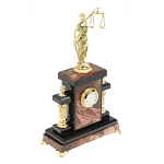 Часы настольные бронзовые из натурального камня Яшма с декором в виде Фемиды Themis Stone Clock варинант исполнения - 2 | Loft Concept в Саратове