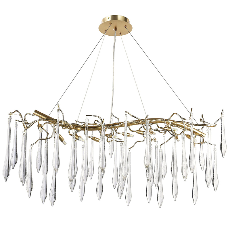 Линейная люстра с хрустальными подвесками в виде капель Droplet Crystal Gold Linear Chandelier 12 Золотой Прозрачный Линейная люстра с хрустальными подвесками в виде капель Droplet Crystal Gold Linear Chandelier 12 Золотой Прозрачный в Саратове | Loft Concept