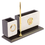 Настольный письменный набор из мрамора с часами и ручкой Marble Accessory варинант исполнения - 2 | Loft Concept в Саратове